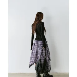 Via Pitti Irregular Diagonal Shoulder Waisting Slim Top Black