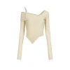 Via Pitti Irregular Edge Cutting Knit Slim Top White