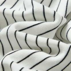 Via Pitti Irregular Striped Off-Shoulder Slim Top White