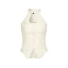 Via Pitti Lace Patchwork Vest Top Beige