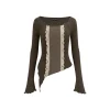Via Pitti Lace Patchwork Knit Slim Top Celadon