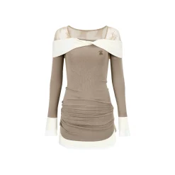 Via Pitti Lace Patchwork Wrinkled Dress