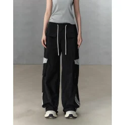 Via Pitti Lace Patchwork Large Pockets Cargo Pants