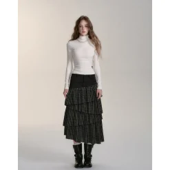 Via Pitti Logo Embroidery Pearl High Collar Slim Top White