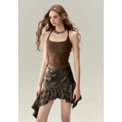 Via Pitti Padded Casual Sport Vest Top Brown