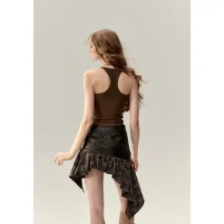 Via Pitti Padded Casual Sport Vest Top Brown