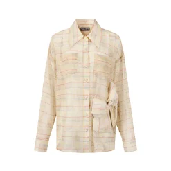 Via Pitti Plaid  Bow Loose Shirt Yellow