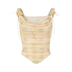 Via Pitti Plaid Rose Gauze Slip Vest Yellow