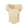 Via Pitti Plaid Rose Gauze Versatile T-Shirt Yellow