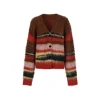 Via Pitti Pulled Fur Colored Striped Knit Cardigan Brown