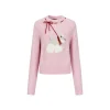 Via Pitti Puppy Tie Fluffy Knit Sweater Pink