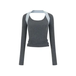 Via Pitti Reversible Two-Way Slim Knit Top Gray