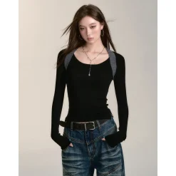 Via Pitti Reversible Two-Way Slim Knit Top Black