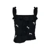 Via Pitti Ruffle Trim Bow Knots Halter Camisole Black