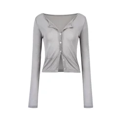 Via Pitti Sparkly Rhinestone Sun Protection Cardigan Gray