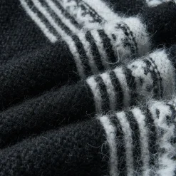 Via Pitti Striped Hooded Woolen Thicken Cardigan Black