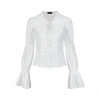 Via Pitti Thin Puff Sleeve Drawstring Shirt White