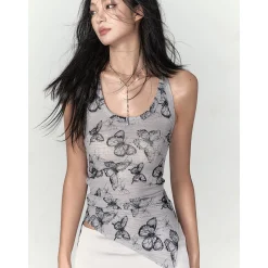 Via Pitti Versatile Printed Drawstring Vest Gray