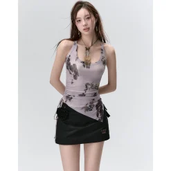 Via Pitti Versatile Printed Drawstring Vest Purple
