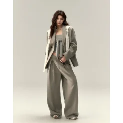 Via Pitti Versatile Tie Knit Slim Tube Top Vest Gray