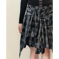 Via Pitti 2-Way Plaid Off Shoulder Tube Top Shirt