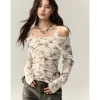 Via Pitti Wrinkled Off-Shoulder Two-Way Slim Top White