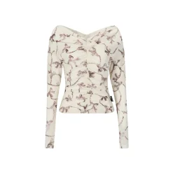 Via Pitti Wrinkled Off-Shoulder Two-Way Slim Top White