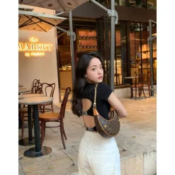 Weird Market Backless Logo Top Black
