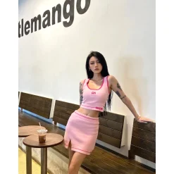 Weird Market Basic Logo Knit Vest Pink