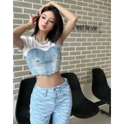 Weird Market Denim Patch Camisole Top
