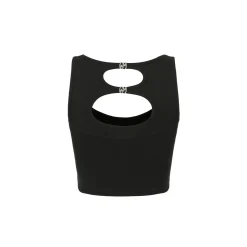 Weird Market Hollow-Out Back Knit Vest Black