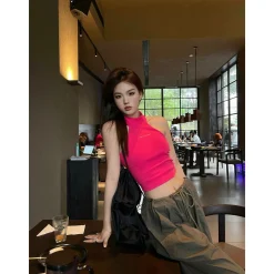 Weird Market Hollow-Out Back Vest Pink