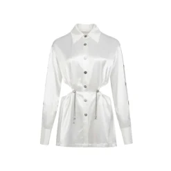 Weird Market Metal Logo Button Hollow-Out Shirt White