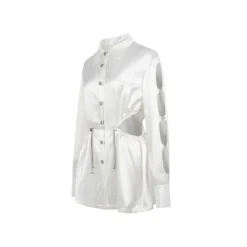 Weird Market Metal Logo Button Hollow-Out Shirt White
