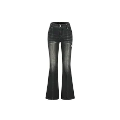 Weird Market Metal Logo Flare Jeans Black