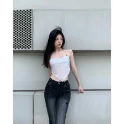 Weird Market Metal Logo Flare Jeans Black