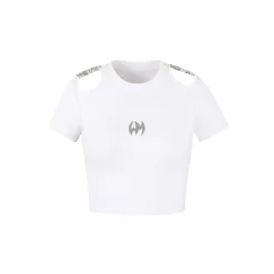 Weird Market Metal Logo Hollow Out Slim Top White