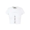Weird Market Metal Logo Hollow-Out Knit Crop Top White
