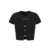 Weird Market Metal Logo Hollow-Out Knit Crop Top Black