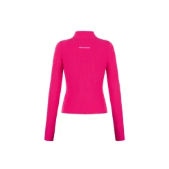Weird Market Metal Logo Hollow-Out Knit Top Pink