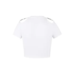 Weird Market Metal Logo Hollow Out Slim Top White
