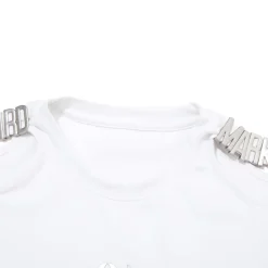 Weird Market Metal Logo Hollow Out Slim Top White
