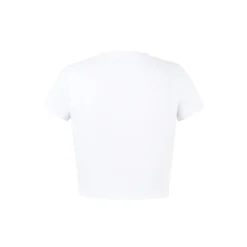 Weird Market Metal Logo Hollow-Out Knit Crop Top White