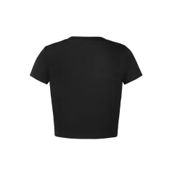 Weird Market Metal Logo Hollow-Out Knit Crop Top Black