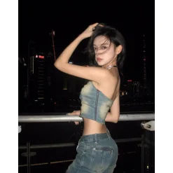Weird Market Metal Logo Vest Tube Top Dark Blue