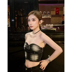 Weird Market Metal Logo Vest Tube Top Black