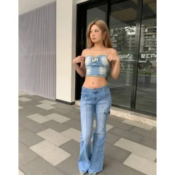 Weird Market Metal Logo Vest Tube Top Light Blue