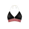 Weird Market Striped Sports Bra Top Black