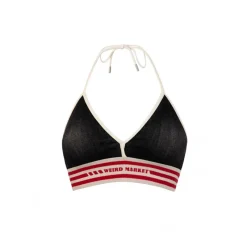 Weird Market Striped Sports Bra Top Black