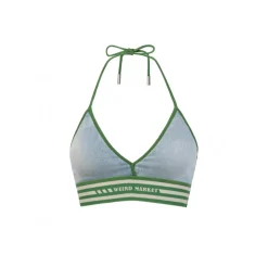 Weird Market Striped Sports Bra Top Blue